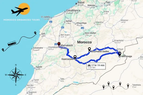 Excursión de 2 días desde Marrakech al desierto de Merzouga, Marrakech en 2 días, Excursión privada al desierto del Sáhara desde Marrakech.