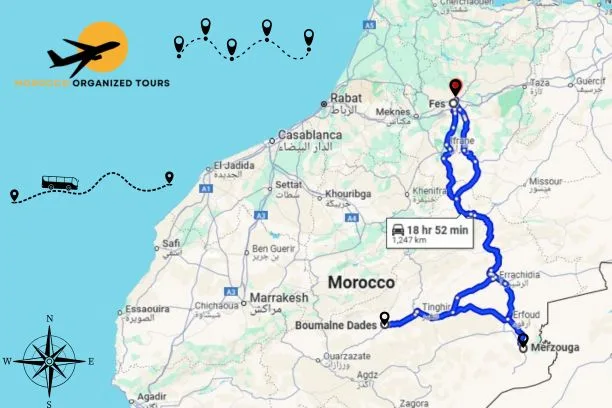 Ruta de 4 días de Fez al desierto de Merzouga, Viaje de Fez al Desierto 4 Días - Itinerario de 4 días de viaje de Fez a Merzouga.