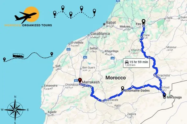 2 días de Fez a Marrakech por el desierto, Fez a Marrakech, Merzouga, las montañas del Atlas, pueblos bereberes, rocas y gargantas.